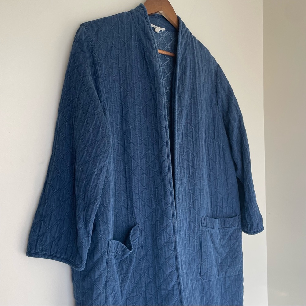 Eileen Fisher Organic Cotton Rhombus Jacquard Open-Front Quilted Jacket 1X - Picture 6 of 8